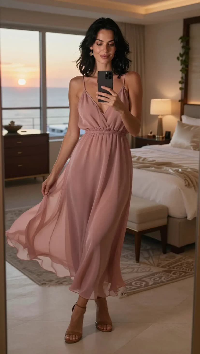 Rose Chiffon Maxi Dress