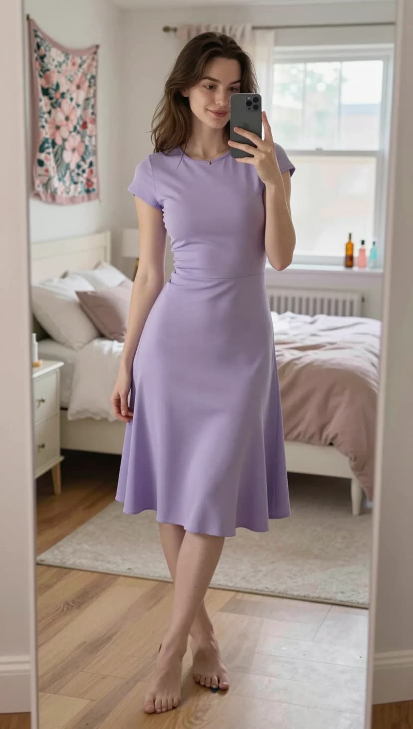 Lavender Knit Midi Dress