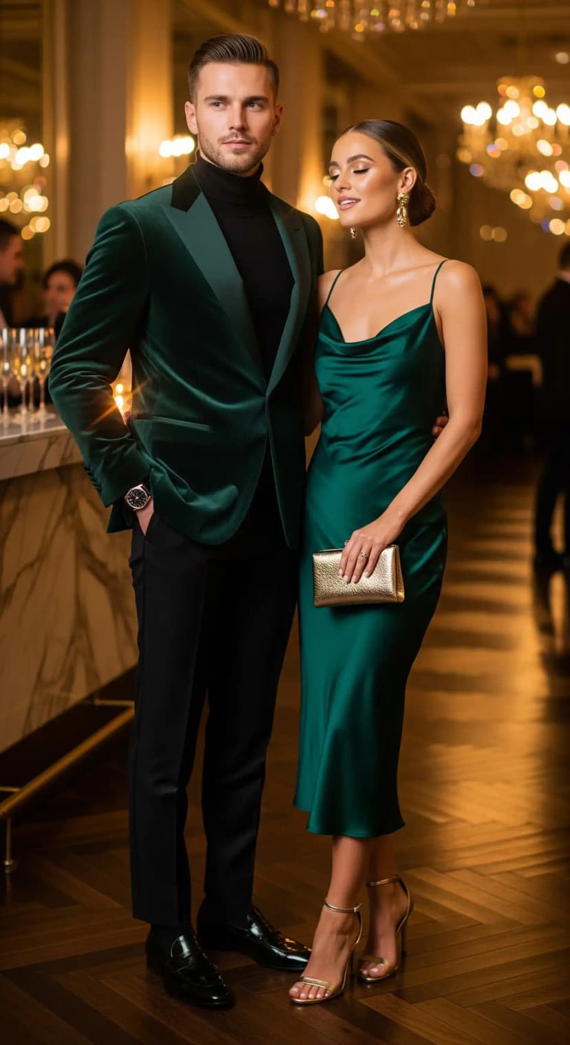 Elegant Emerald and Black Luxe Combination