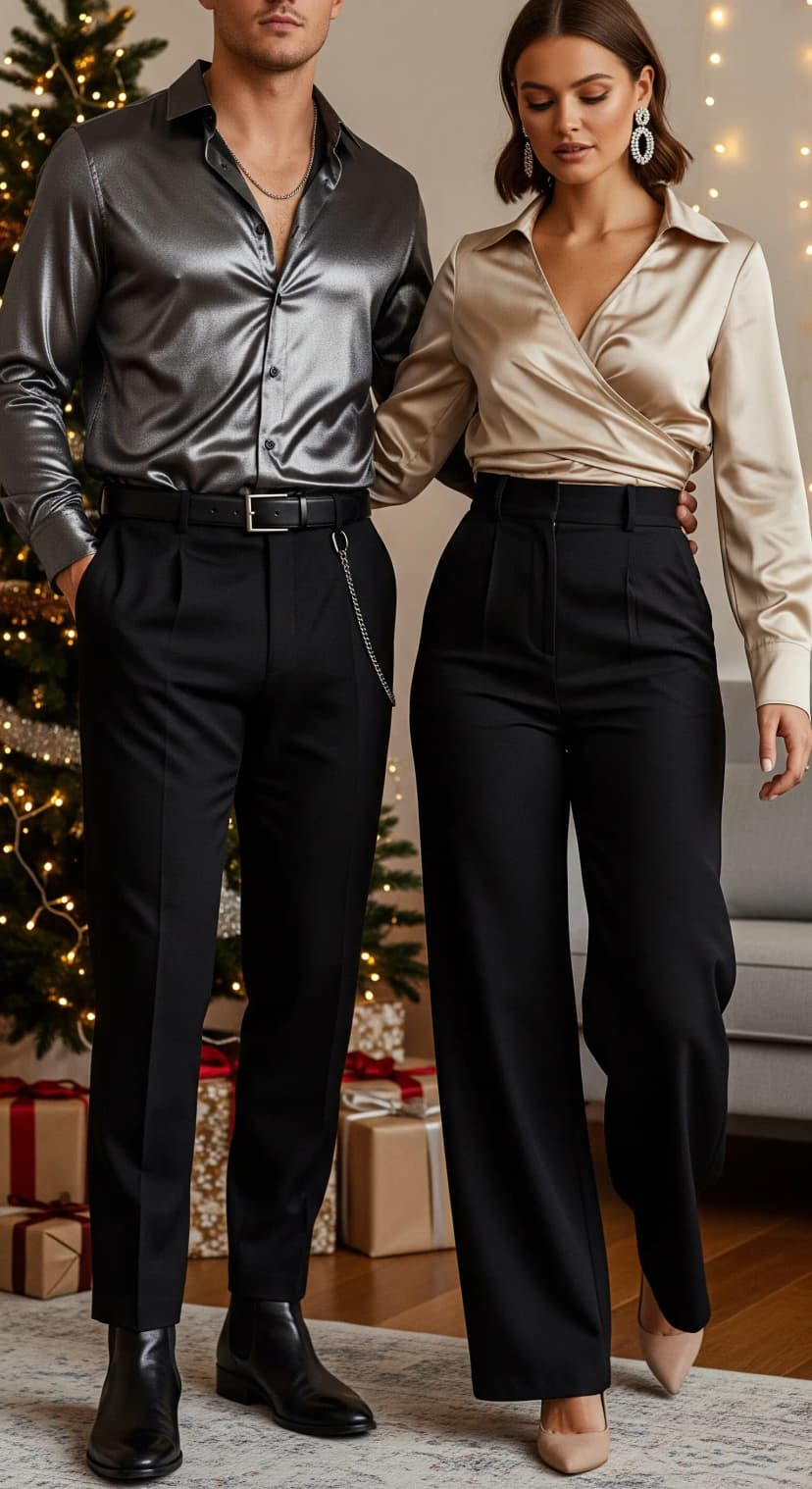 Luxe Satin: Modern Black & Metallic