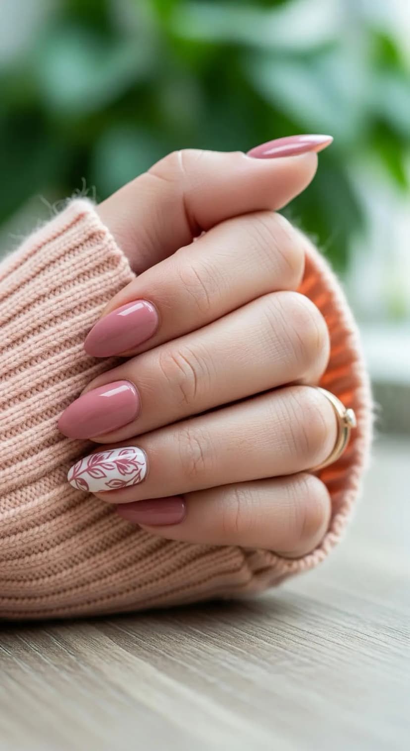 Dusty Rose Cream Floral Accent