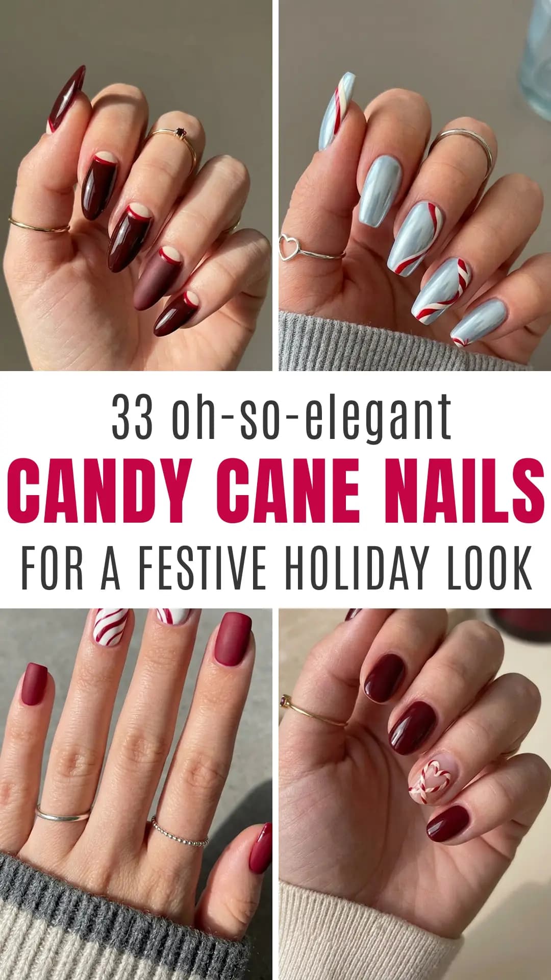 33 Candy Cane Nails That Are Anything But Basic 🍬💅✨ | Best Festive Christmas Nail Ideas | Holiday Manicure Trends | Cute Peppermint Nail Art