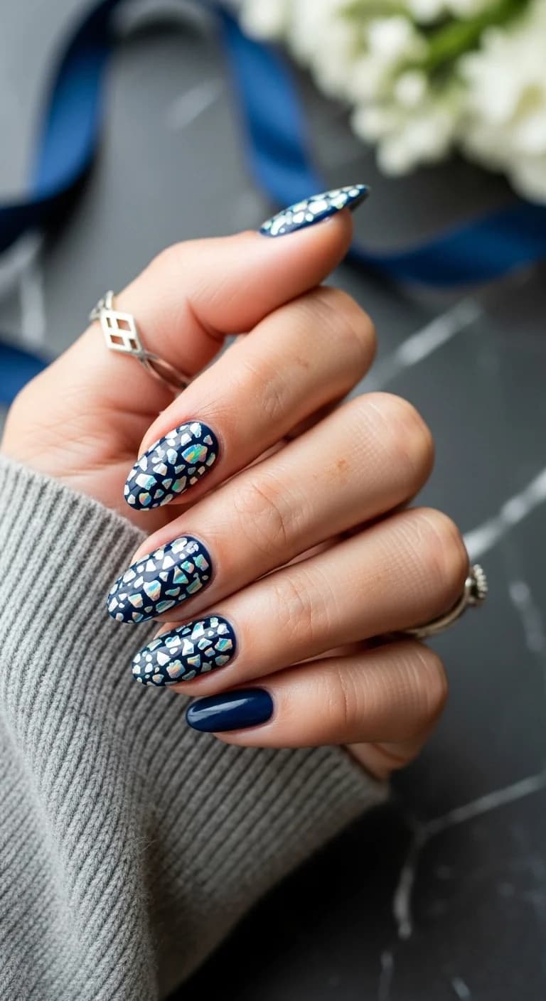 Deep Navy Geometric Mosaic