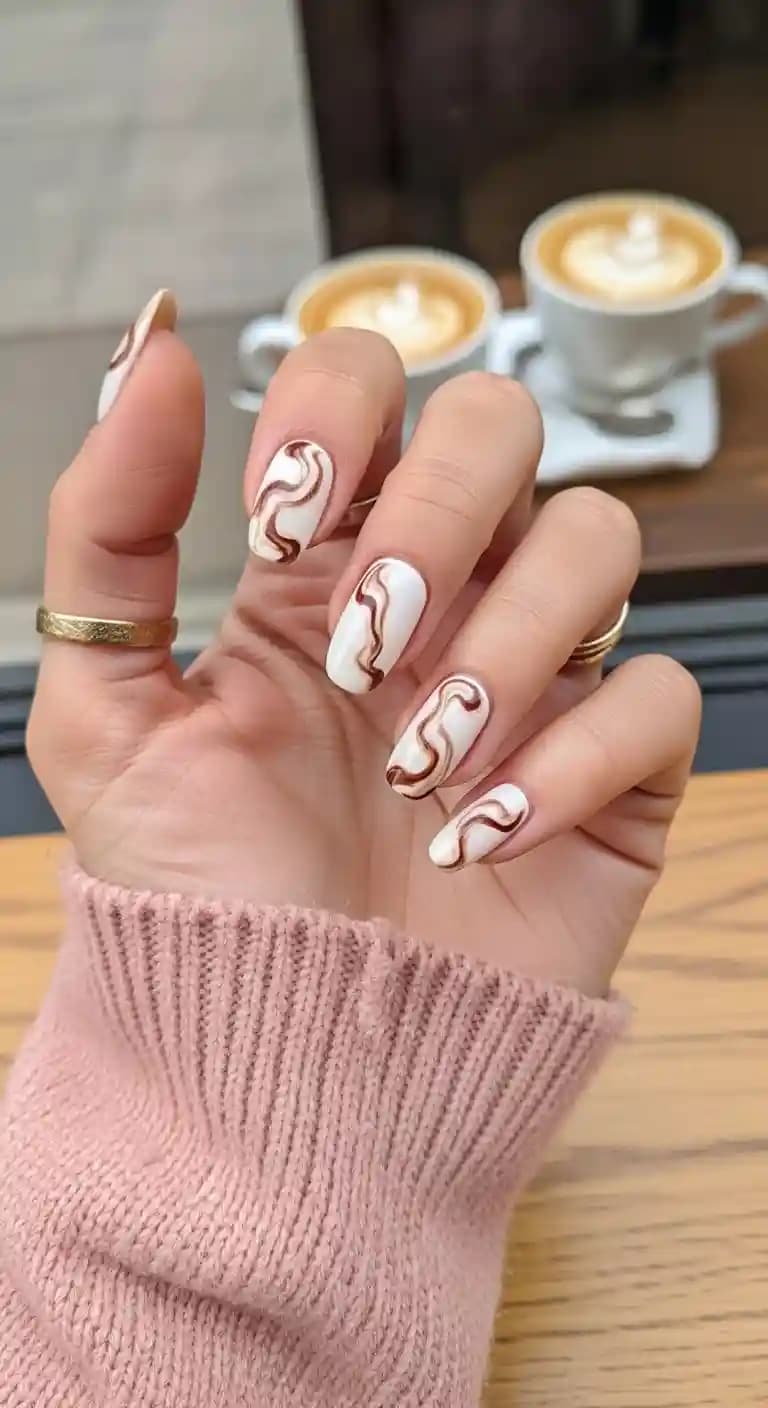 Cream Swirl French Tip