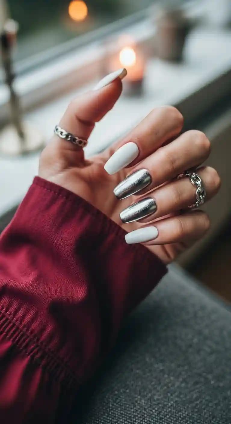 Matte White Coffin + Chrome Accents