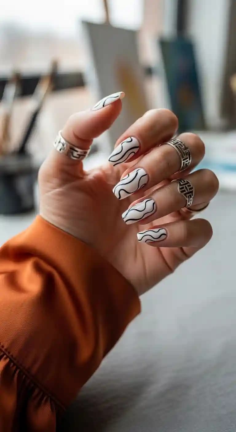 White Swirl French Tip