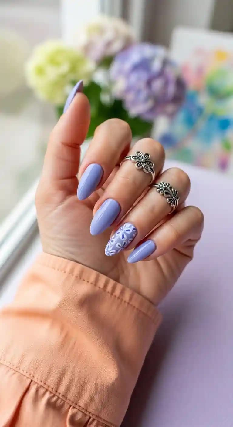 Lavender Floral Swirl + White Daisy Accent