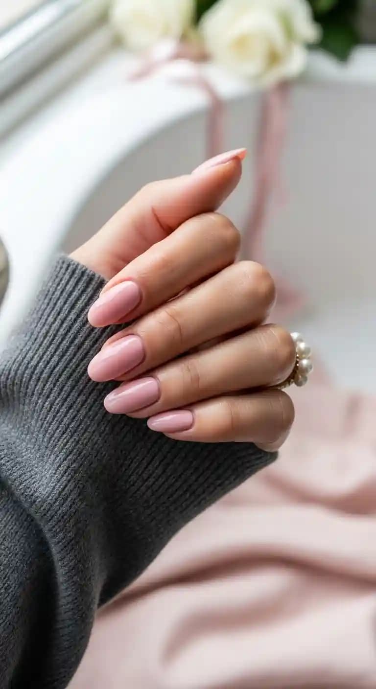 Sheer Pink Jelly Nails + Almond Shape