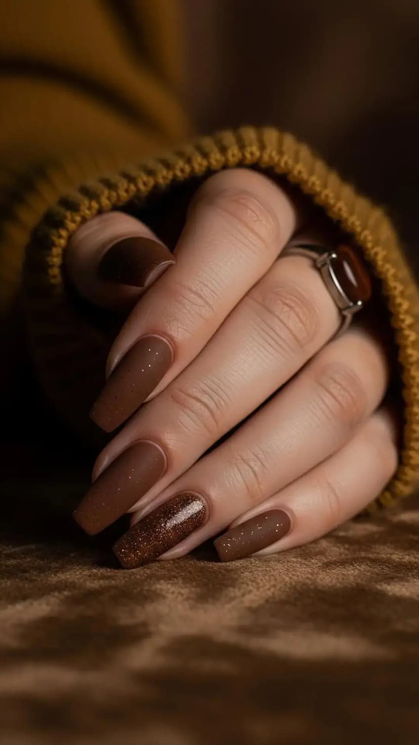Cozy Brown Matte With Sparkle Accent