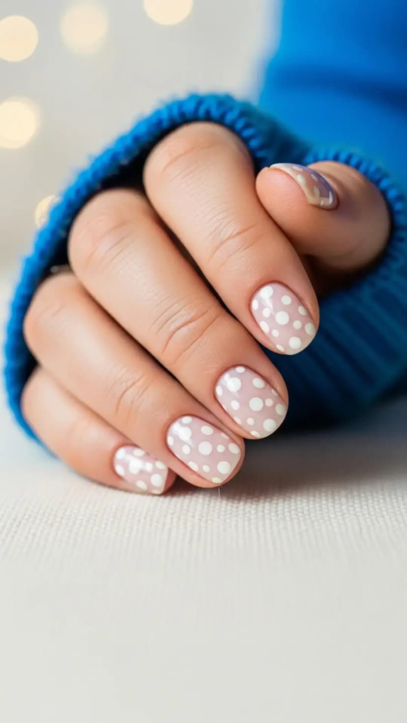 Cute White Polka Dot Party Nails