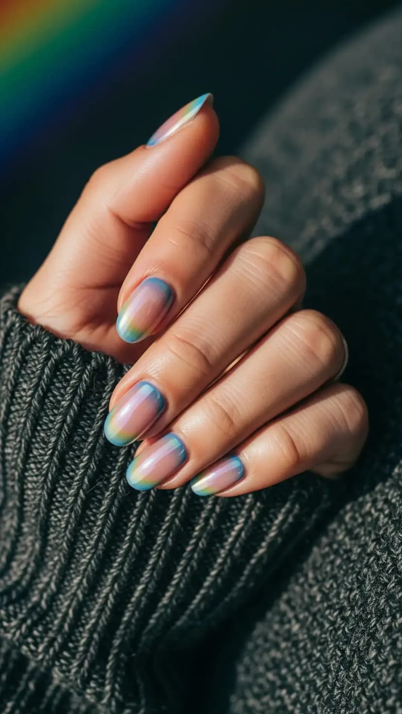 Soft Rainbow Aura New Year Nails