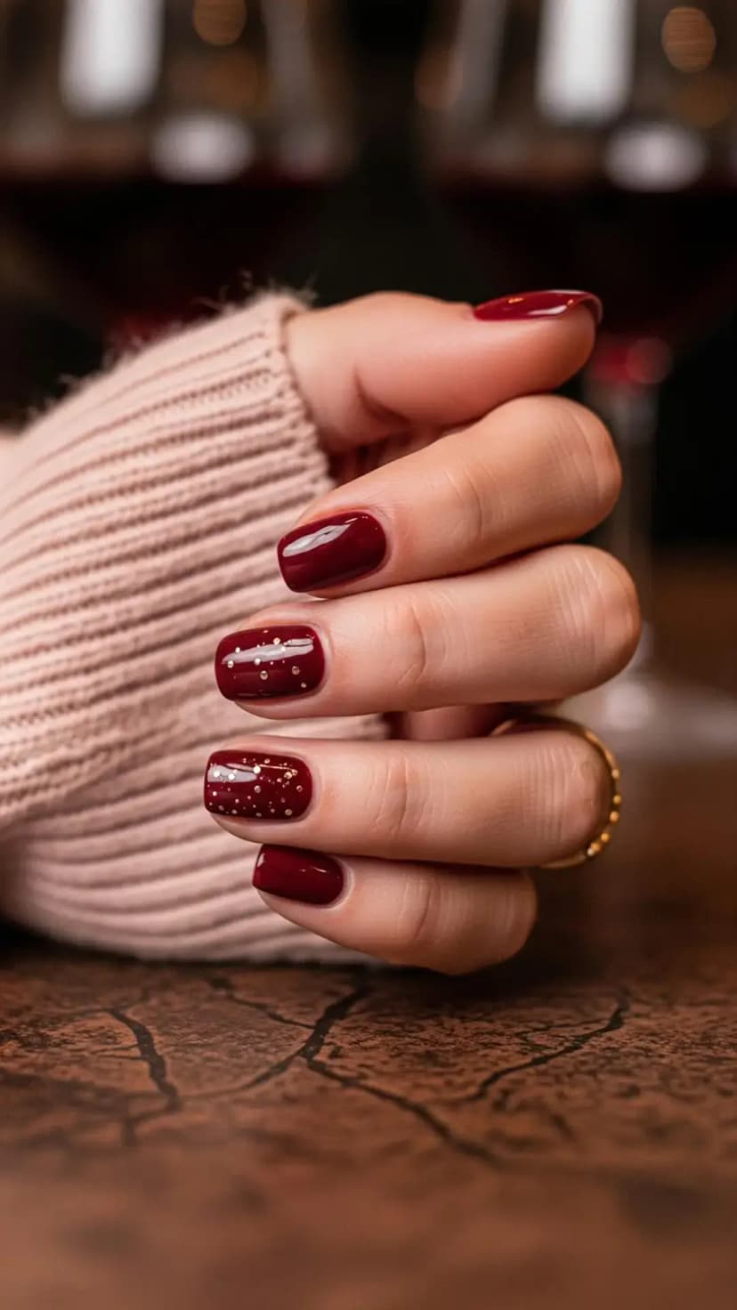 Deep Maroon With Tiny Gold Dots