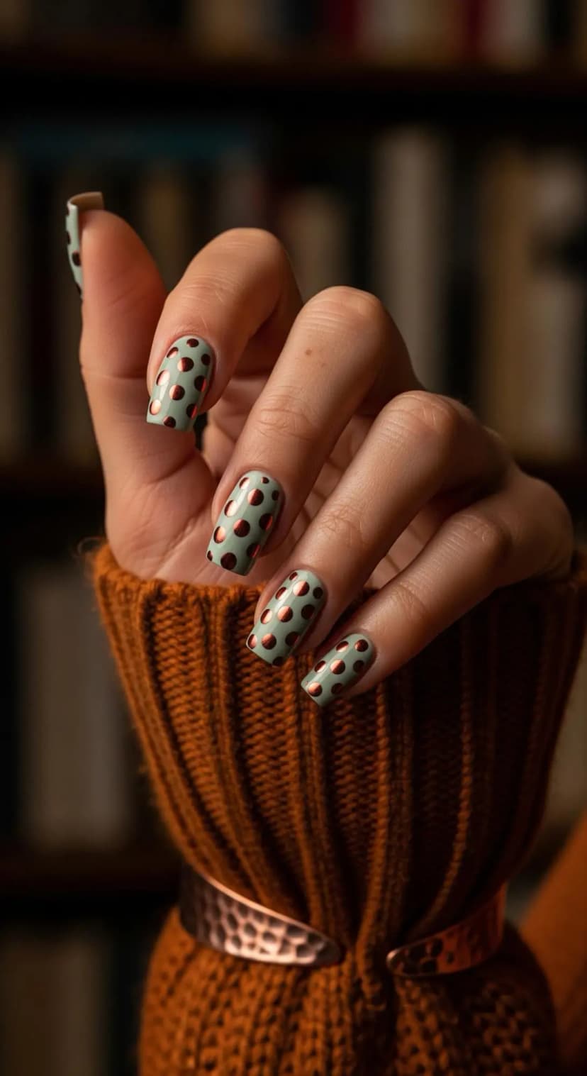 Sage Green Polka Dot + Copper Foil