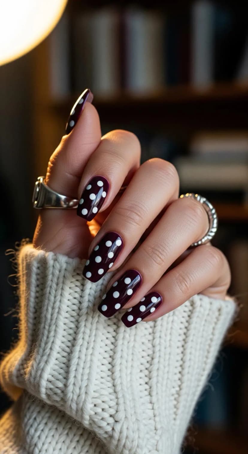 Deep Burgundy Polka Dot