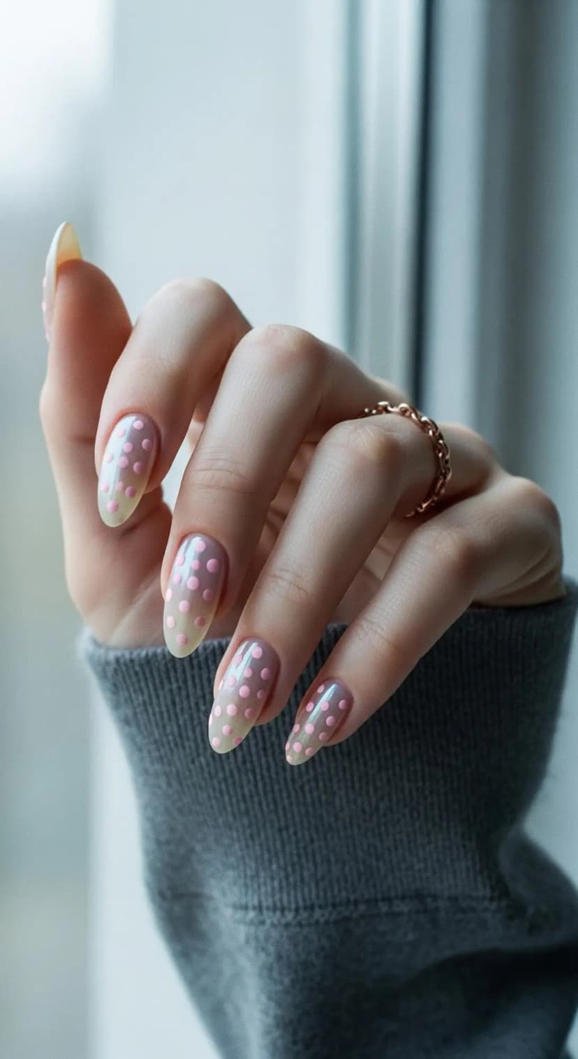 Sheer Pink Polka Dot Ombre