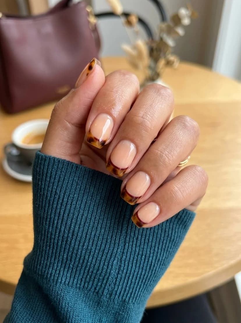 Tortoiseshell French Tip Nails