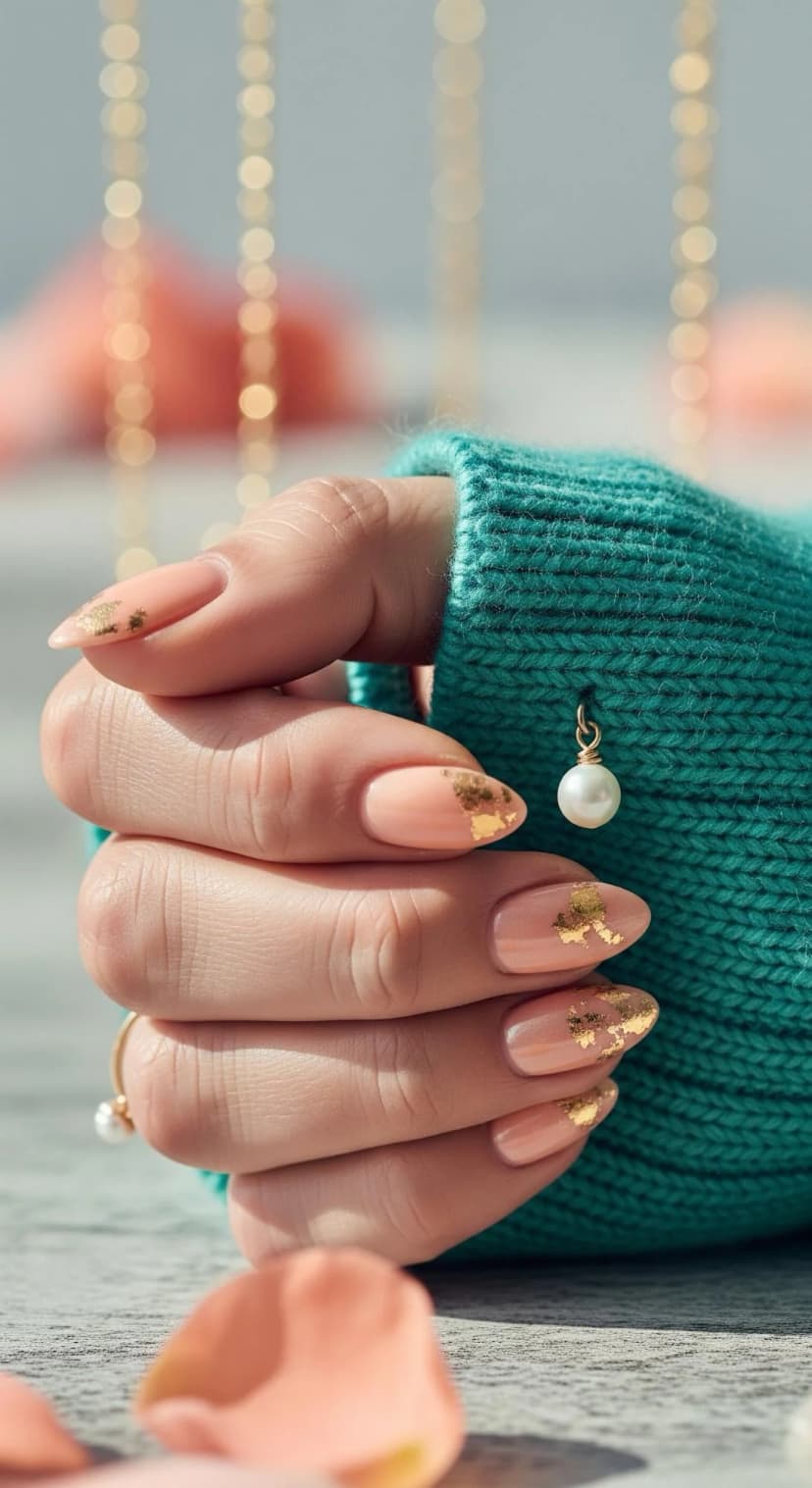 Peach Creamy Chrome + Gold Foil Accents