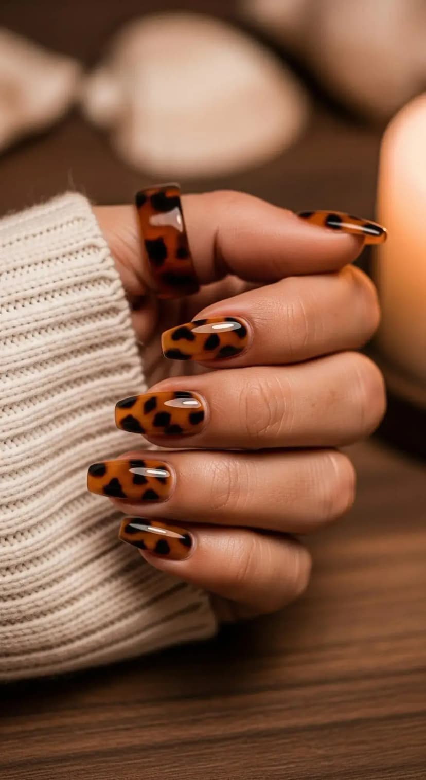 Tortoise Shell Glam Nails