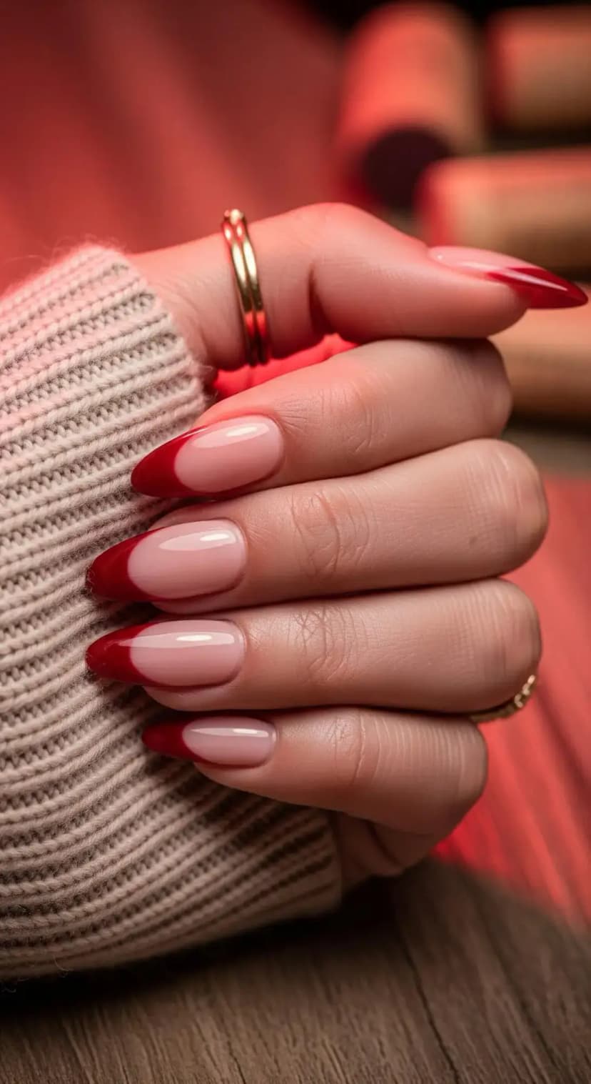 Red French Tip Nails