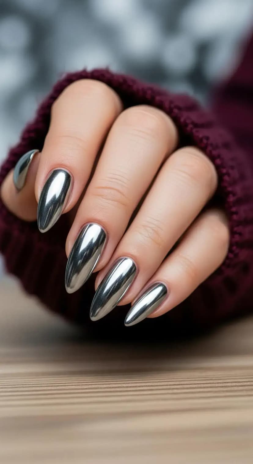 Silver Metallic Nails