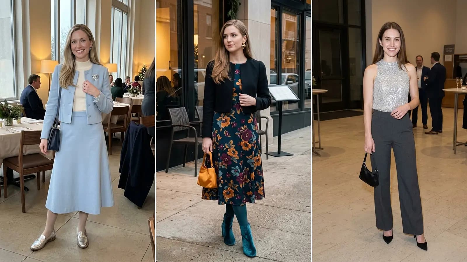 Formal holiday party outfits to wear for office parties