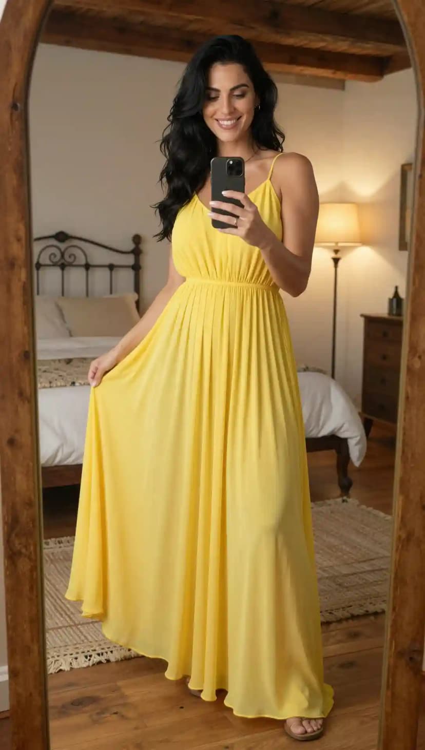 Yellow Chiffon Maxi Dress