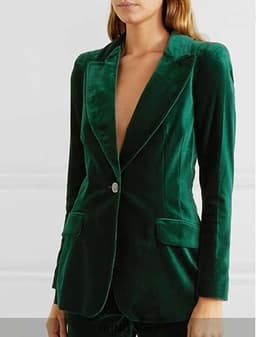 Slim Fit Blazer Suit for Women (Velvet Green)