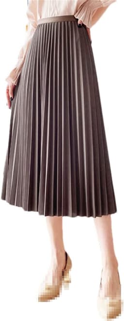 High Waisted Casual Pleated Skirt (Coffee)