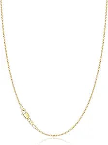 Jewlpire 18k Gold Plated 925 Sterling Silver Chain Necklace for Women, 1.2mm Cable Chain Necklace Thin & Dainty & Sturdy Women\'s Chain Necklaces 14/16/17/18/20/22/24 Inch