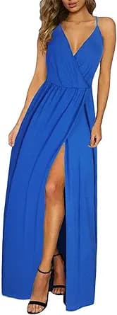 II ININ Women\'s 2025 Maxi Sundresses Summer Beach Long Wrap V-Neck Floral/Solid Casual Dress for Women