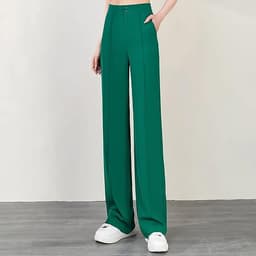 High Waisted Dress Pants Elastic Straight Wide Leg