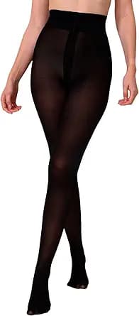 MATHACINO 40D Semi Sheer Tights for Women, Durable Control Top Footed Pantyhose High Waist T-Crotch Tights
