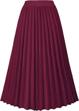 GOLDSTITCH Women\'s High Waist Pleated Skirt A line Swing Midi Skirt