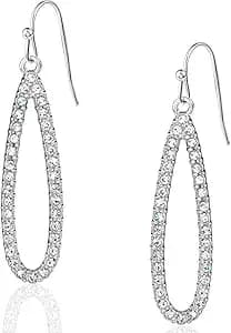 Simulated Diamond Teardrop Dangle Earrings for Women - Cubic Zirconia Crystal Long Dangling Earrings