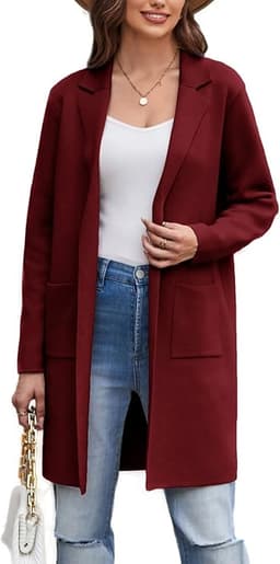 Long Wine Red Blazer for Women