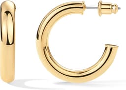 14K Gold Plated Chunky Open Hoops