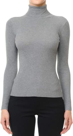 Slim Fit Ribbed Turtleneck (Grey)