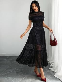 Elegant Vintage Floral Lace Dress