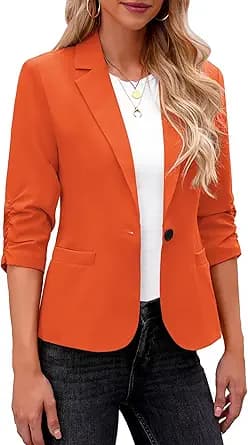 LookbookStore Blazers for Women Suit Jackets Dressy 3/4 Sleeve Blazer Business Casual Outfits for Work