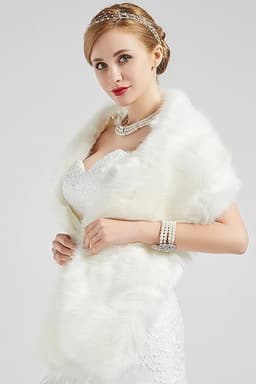 Womens Faux Fur Collar Shawl