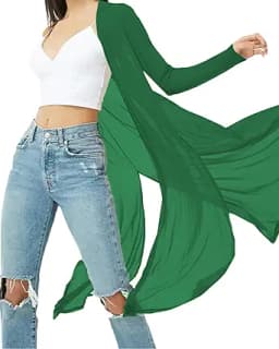 BelleLovin Womens Sexy Sheer Long Sleeve Cardigan See Through Mesh Cover Up