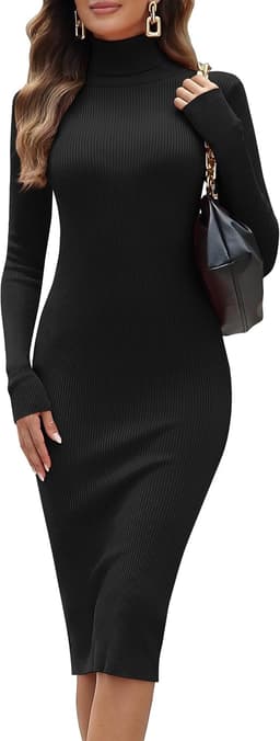 Turtleneck Knit Slim Fit Sweater Dress