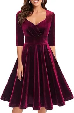 Burgundy Velvet Midi Dress