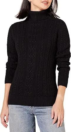 Black Cable Turtleneck Sweater