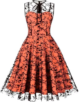 Mesh Floral Cocktail Swing Dress