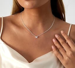 Tasiso Diamond Necklaces for Women Dainty CZ Leaf Necklace 14k Gold Plated Flower Necklace Simple Diamond Choker Necklaces for Women Trendy Prom Jewelry Gifts