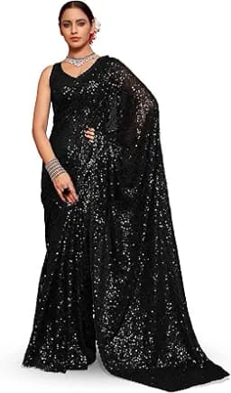 Black Sequined Saree