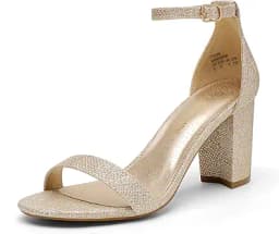 DREAM PAIRS Women\'s Chunk Low Heel Pump Sandals