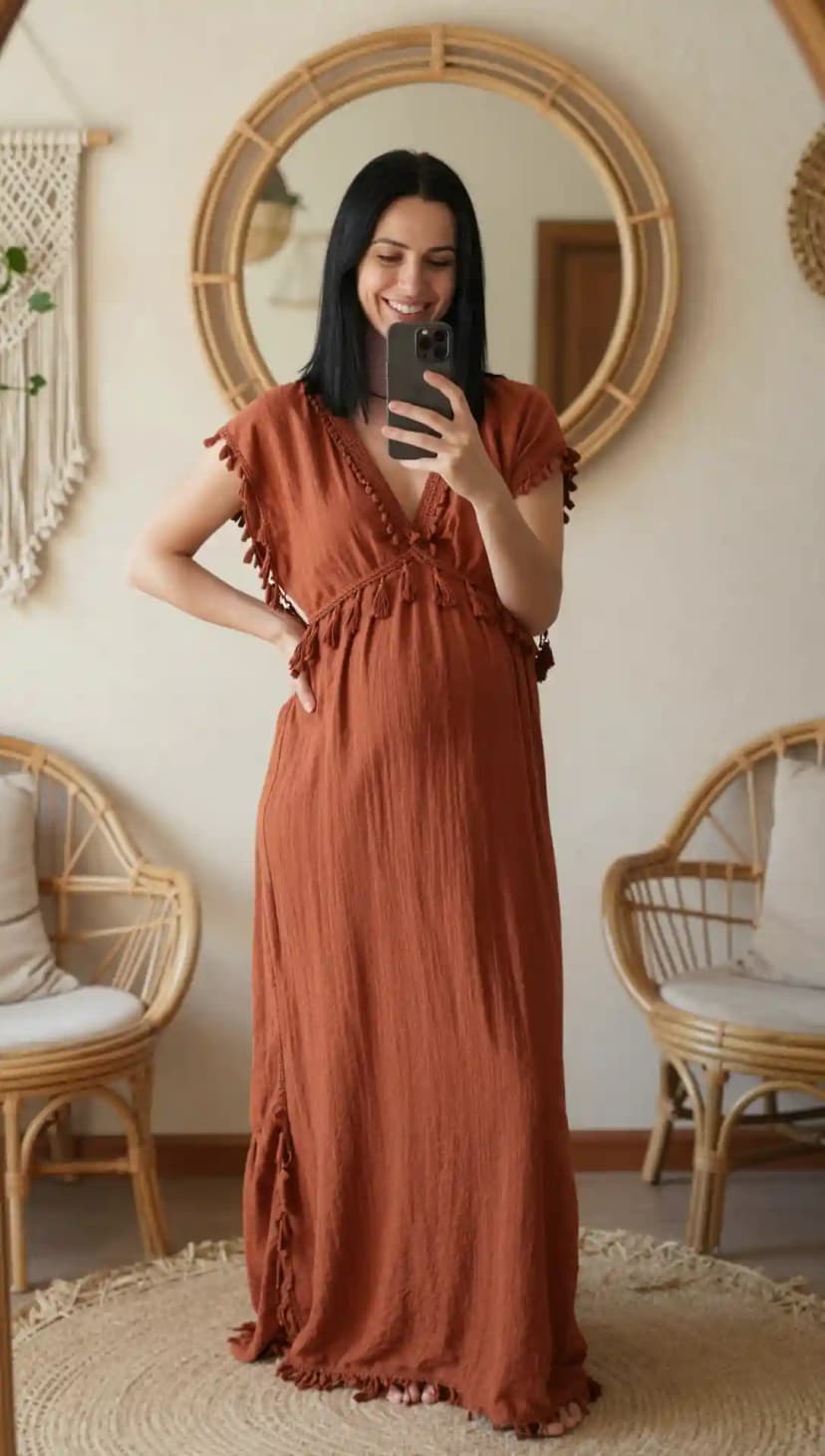 Terracotta Gauze Maxi Dress