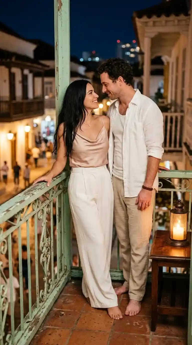 Champagne Satin Cami + Cream Wide-Leg Trousers + Linen Shirt + Linen Trousers